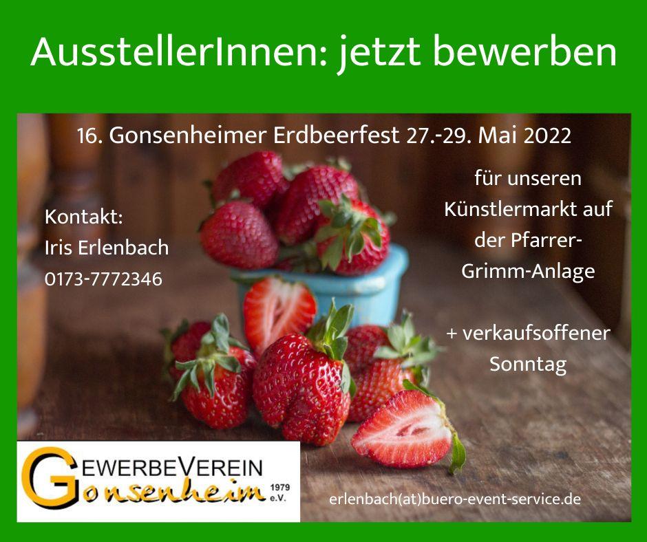 Ausstelleraufruf Künstlermarkt zum 16. Erdbeerfest 2022